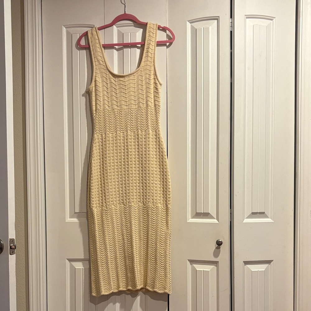 House of Harlow 1960 Cream Sleeveless Knit Midi Dress